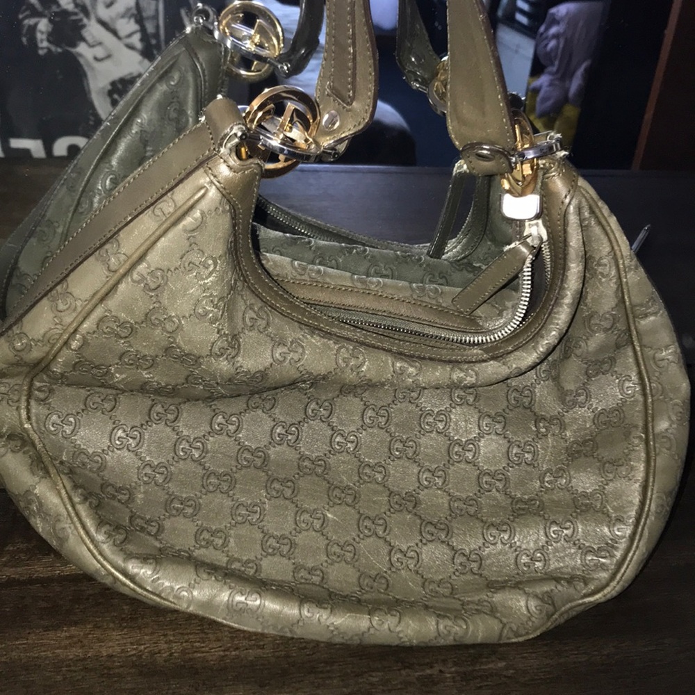 Olive Green Gucci leather hobo bag